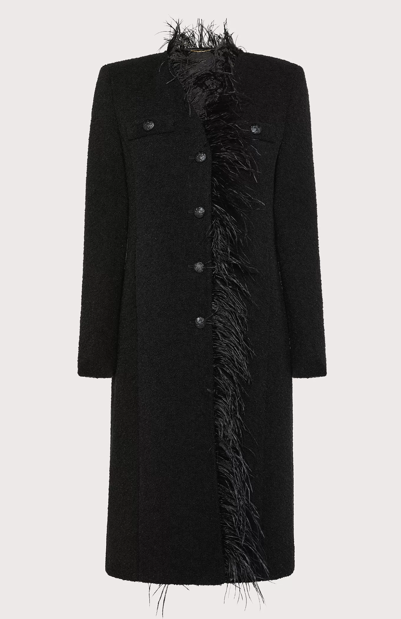 Women Seventy Venezia Coats^Boucle Coat With Feathers