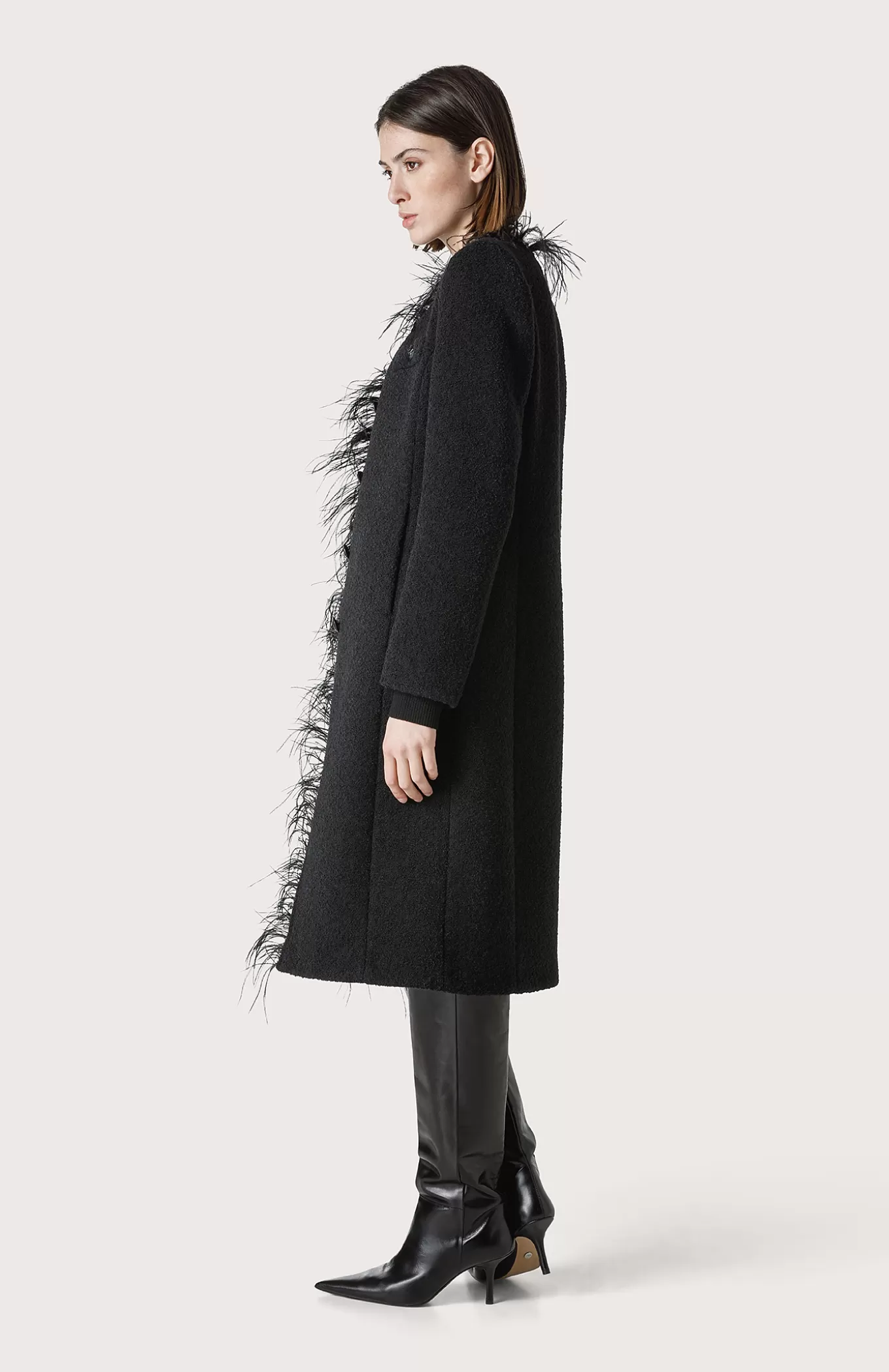 Women Seventy Venezia Coats^Boucle Coat With Feathers