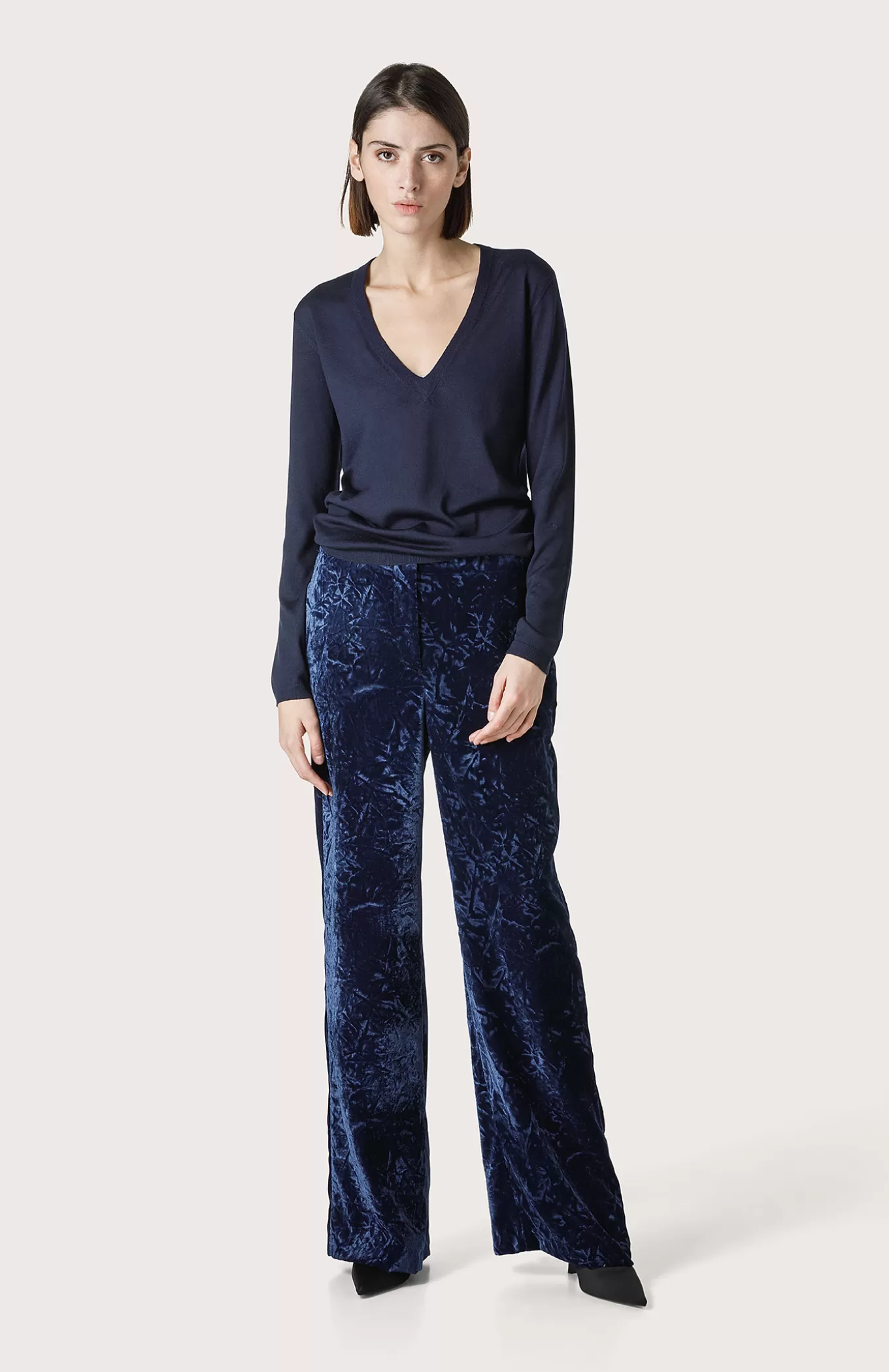 Women Seventy Venezia Trousers^Crush-Effect Smooth Velvet Trousers